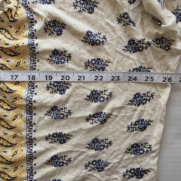 Lucky Brand Boho Paisley Floral Cream Button Down Top 3x Stretch Cottagecore NWT - Picture 9 of 10